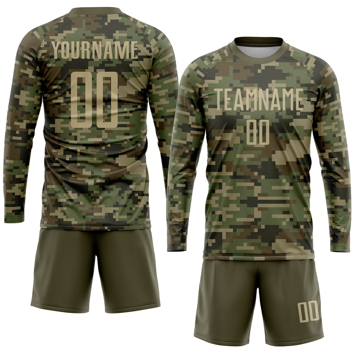 Custom Camo Vegas Gold-Olive Sublimation Salute To Service Soccer Uniform Jersey photo 4