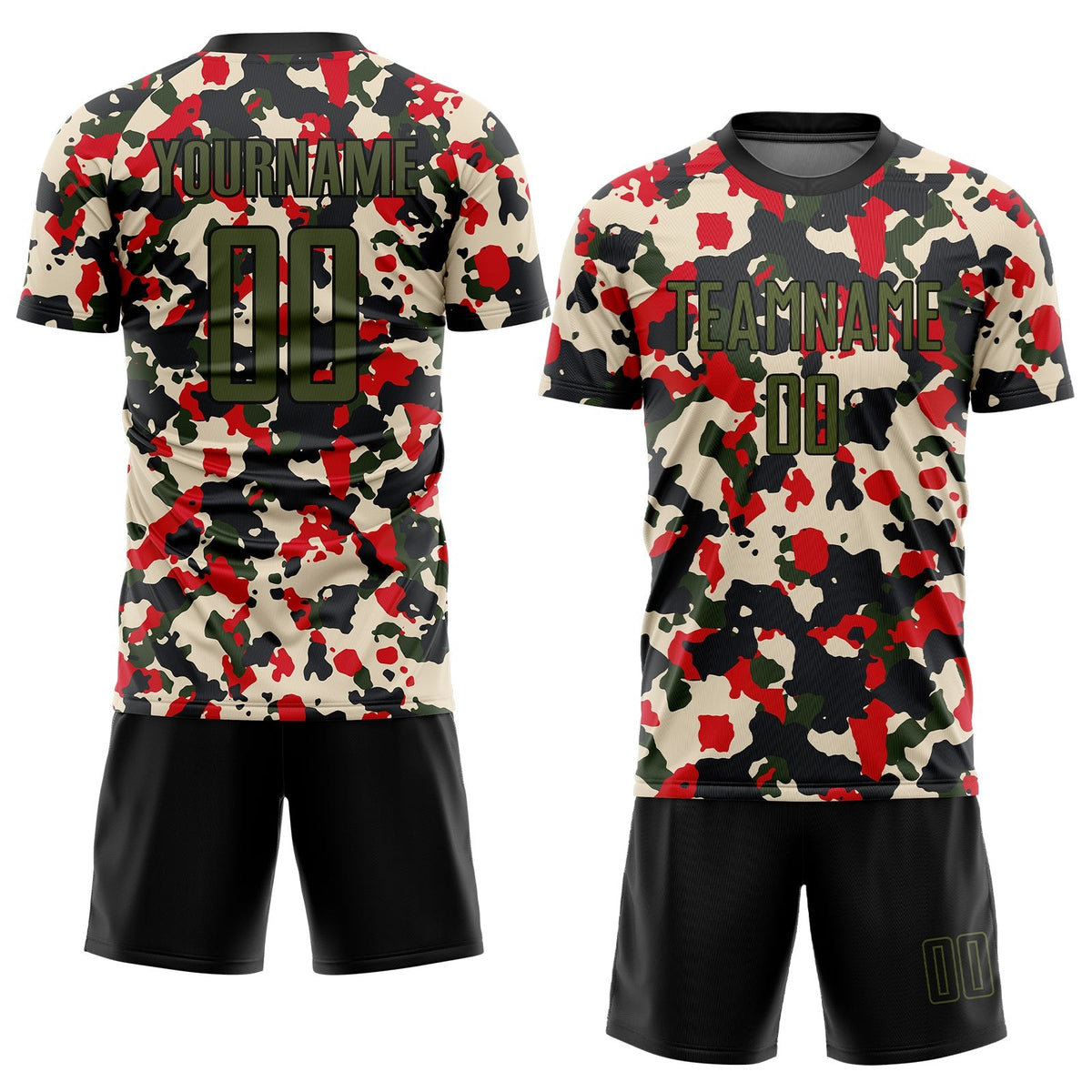 Custom Camo Olive-Black Sublimation Salute To Service Soccer Uniform Jersey photo 2