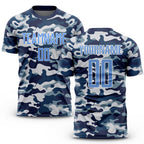 Custom Camo Light Blue-Royal Sublimation Salute To Service Soccer Uniform Jersey