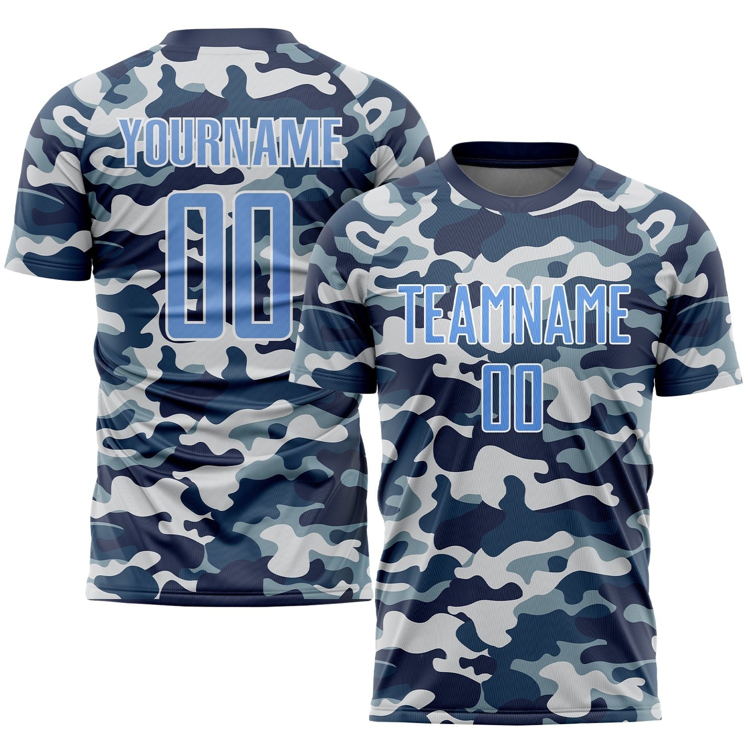 Custom Camo Light Blue-Royal Sublimation Salute To Service Soccer Uniform Jersey photo 1