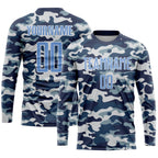 Custom Camo Light Blue-Royal Sublimation Salute To Service Soccer Uniform Jersey photo 3