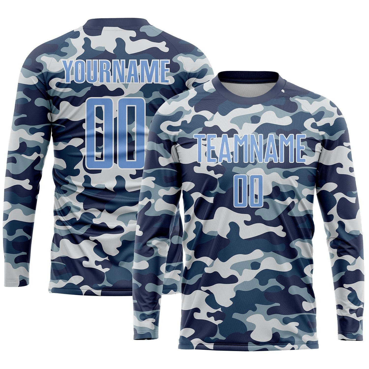 Custom Camo Light Blue-Royal Sublimation Salute To Service Soccer Uniform Jersey photo 3