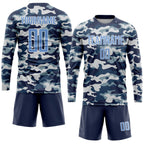 Custom Camo Light Blue-Royal Sublimation Salute To Service Soccer Uniform Jersey photo 4