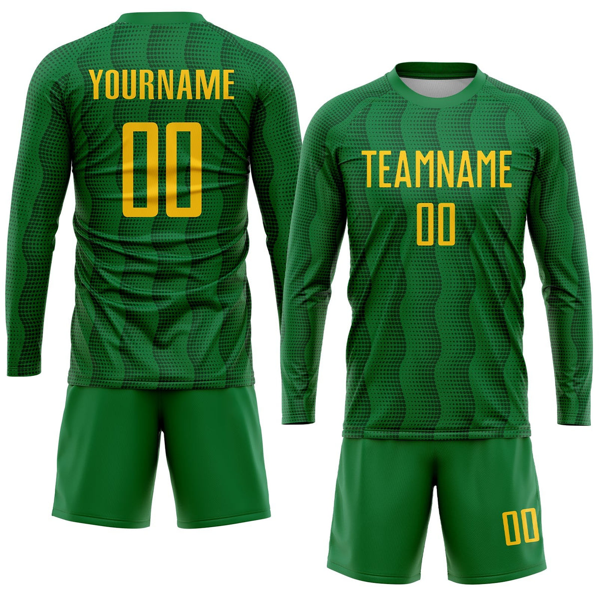 Custom Kelly Green Gold Sublimation Soccer Uniform Jersey photo 4