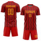 Custom Red Gold Sublimation Soccer Uniform Jersey photo 2