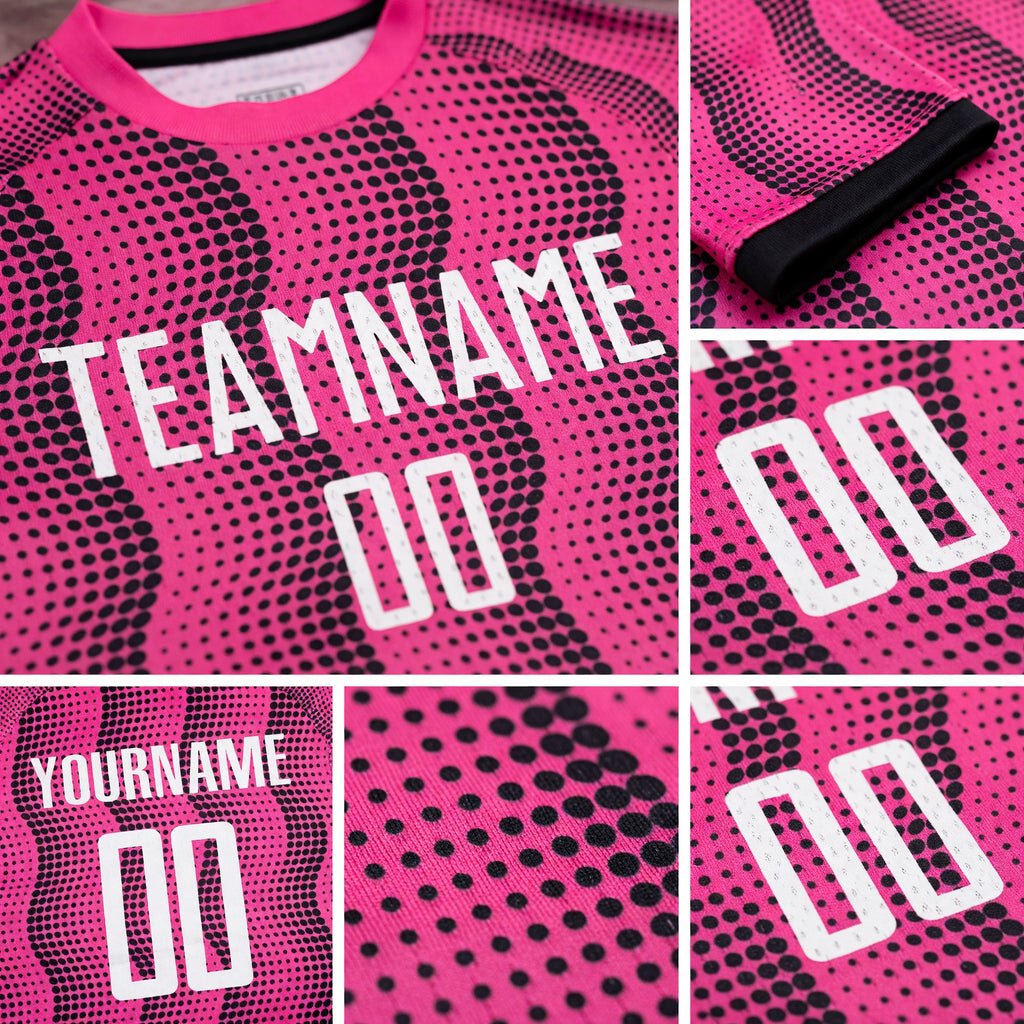 Custom Pink White Sublimation Soccer Uniform Jersey detail
