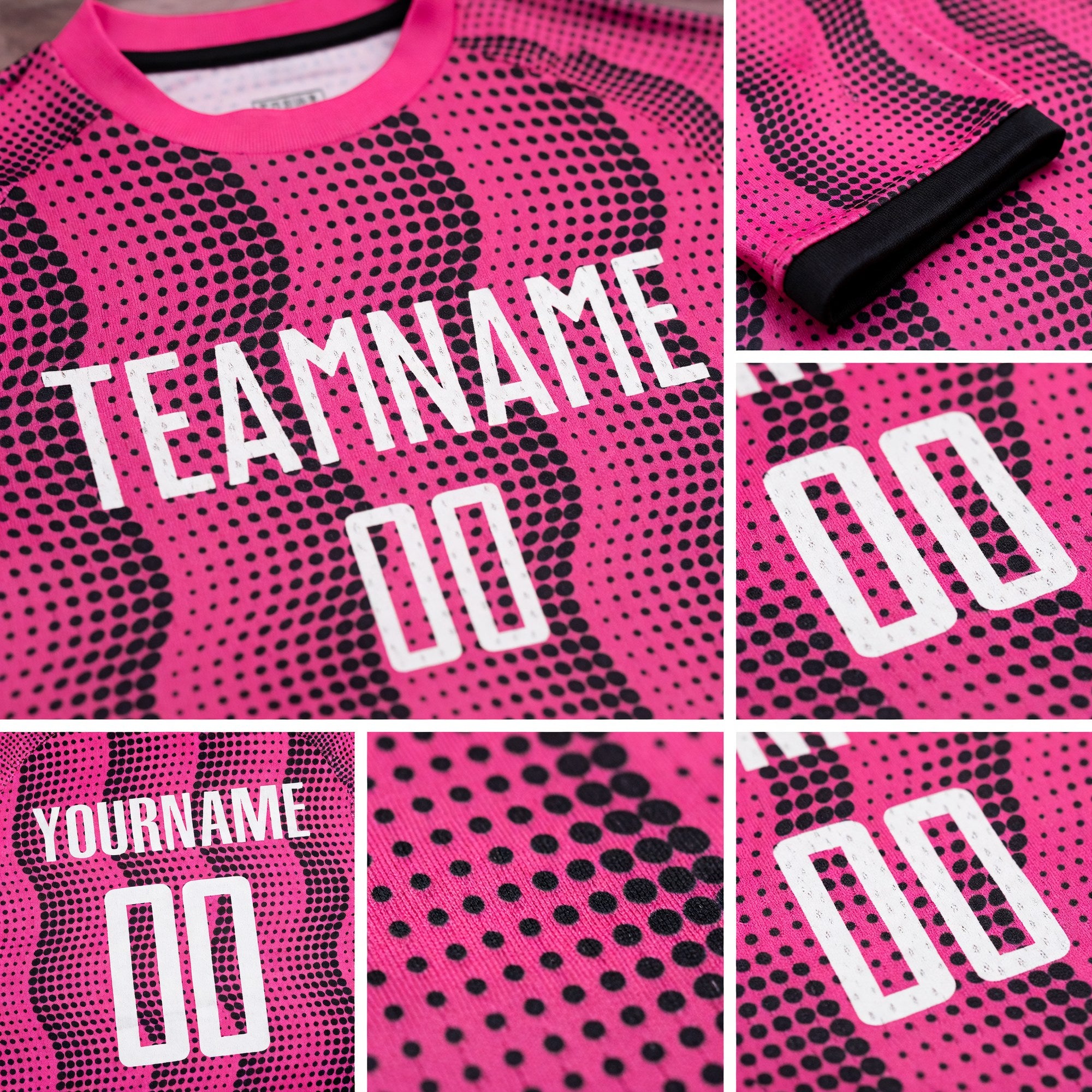 Custom Pink White Sublimation Soccer Uniform Jersey detail