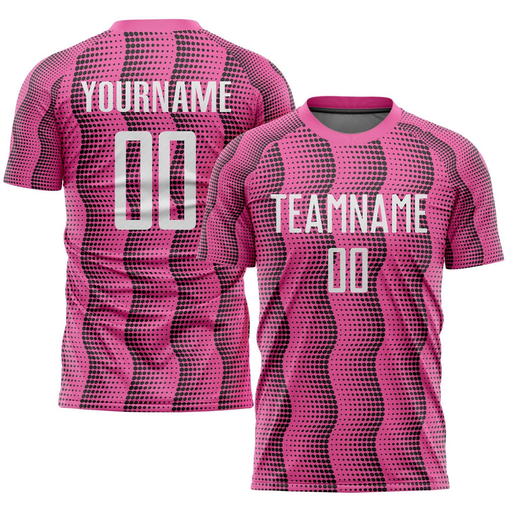 Custom Pink White Sublimation Soccer Uniform Jersey photo 1