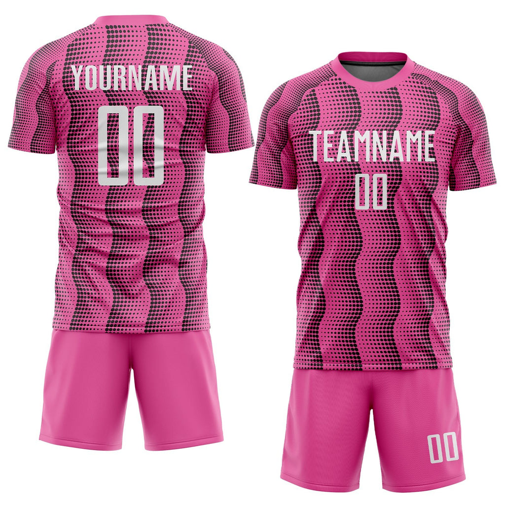 Custom Pink White Sublimation Soccer Uniform Jersey photo 2