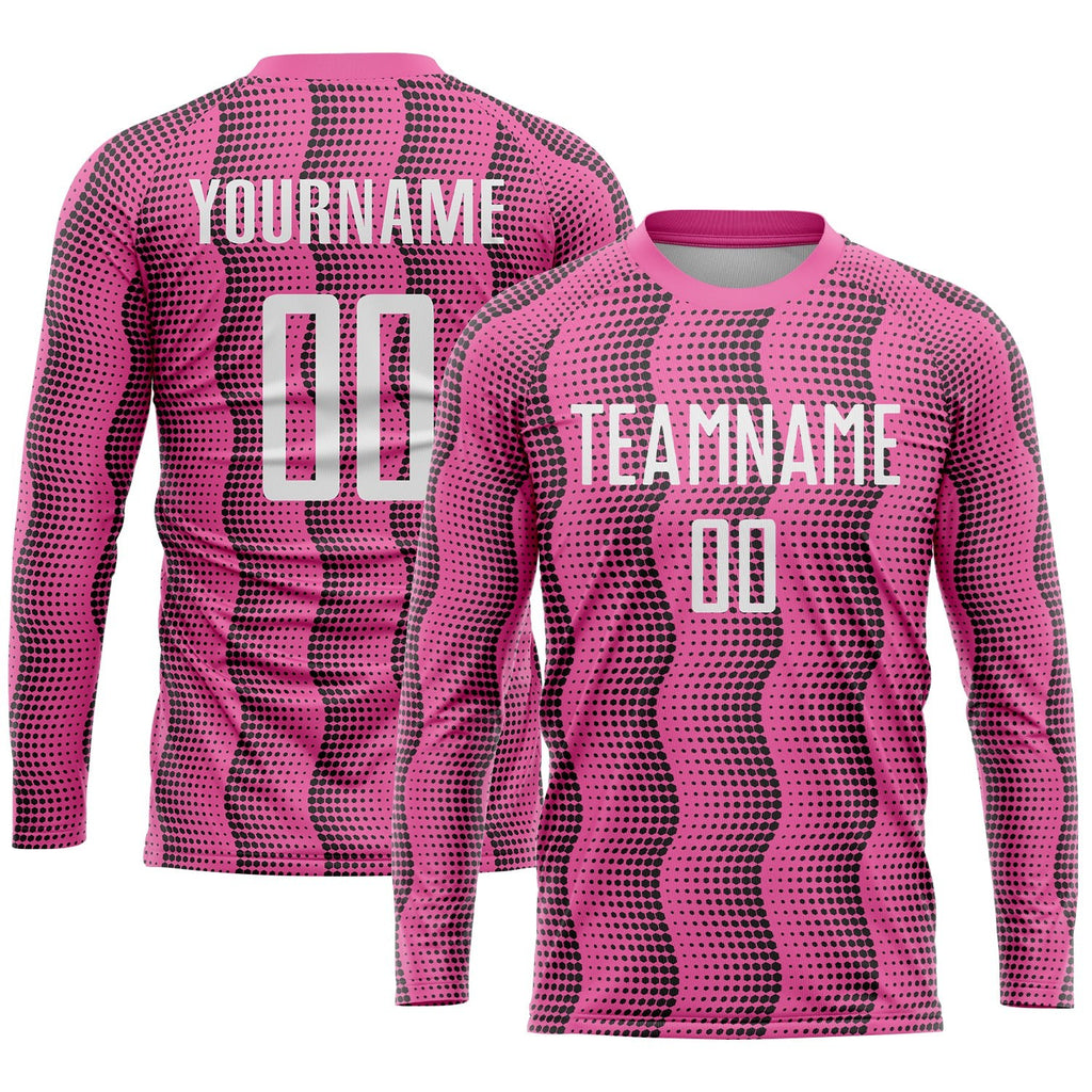 Custom Pink White Sublimation Soccer Uniform Jersey photo 3