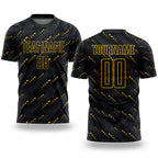 Custom Black Black-Gold Sublimation Soccer Uniform Jersey