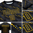 Custom Black Black-Gold Sublimation Soccer Uniform Jersey detail