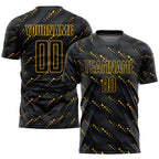 Custom Black Black-Gold Sublimation Soccer Uniform Jersey photo 1