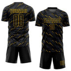 Custom Black Black-Gold Sublimation Soccer Uniform Jersey photo 2