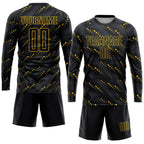 Custom Black Black-Gold Sublimation Soccer Uniform Jersey photo 4