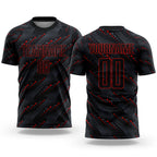 Custom Black Red Sublimation Soccer Uniform Jersey