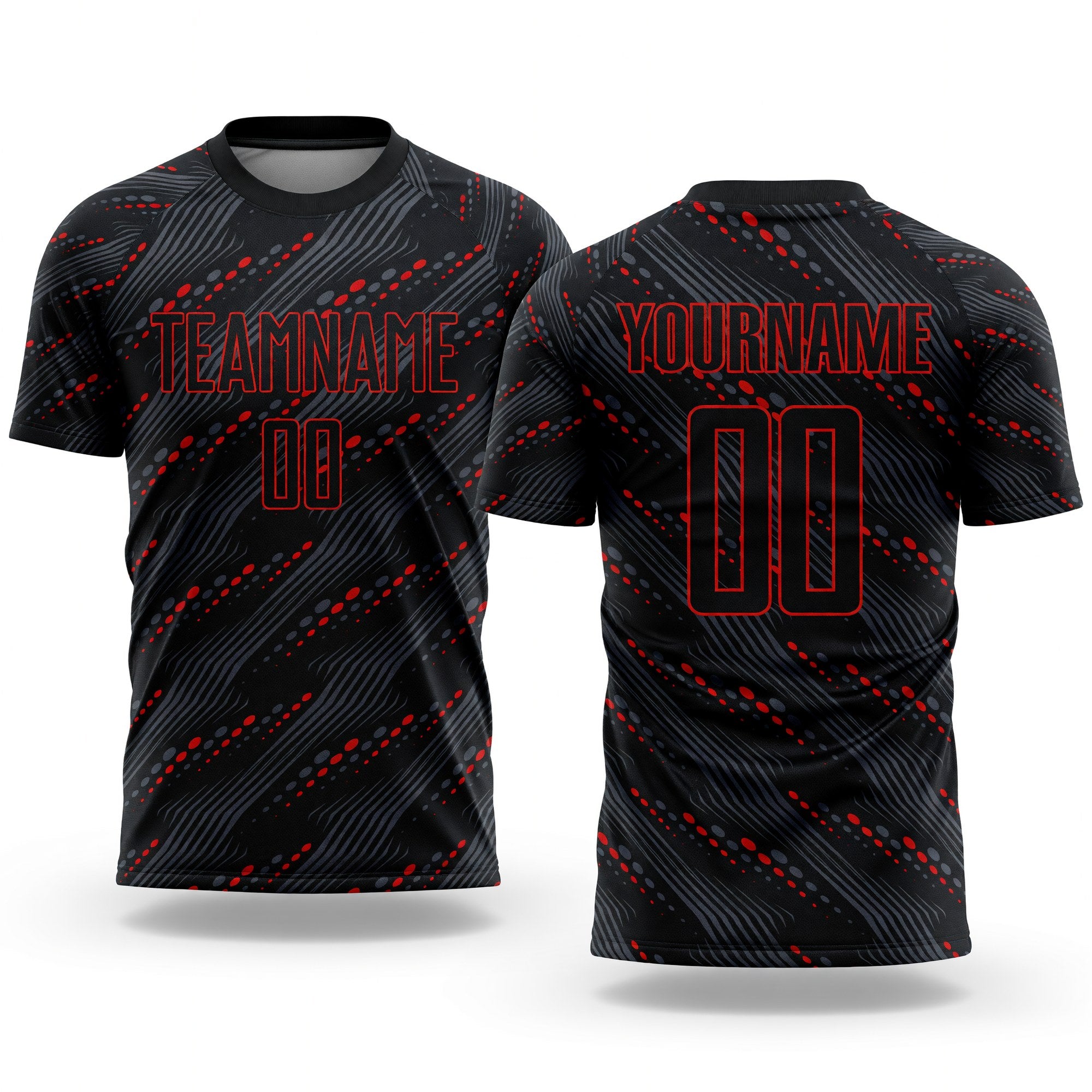 Custom Black Red Sublimation Soccer Uniform Jersey