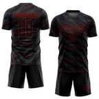 Custom Black Red Sublimation Soccer Uniform Jersey photo 2