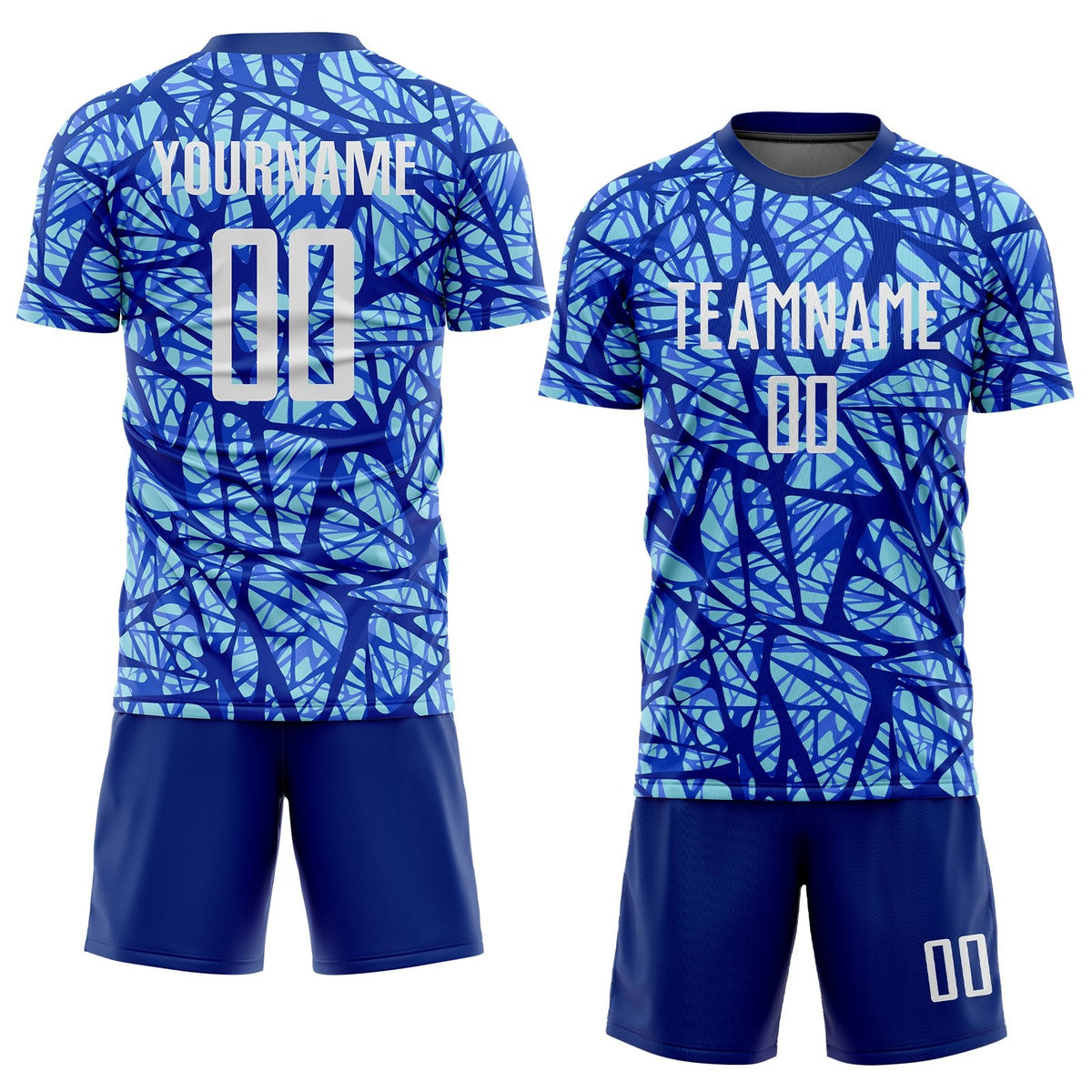Custom Royal White-Light Blue Sublimation Soccer Uniform Jersey photo 2