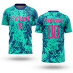 Custom Teal Pink-Royal Sublimation Soccer Uniform Jersey