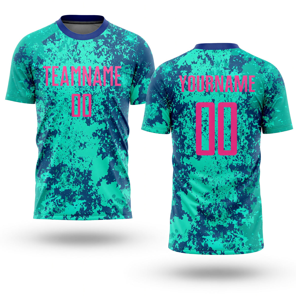 Custom Teal Pink-Royal Sublimation Soccer Uniform Jersey