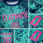 Custom Teal Pink-Royal Sublimation Soccer Uniform Jersey detail