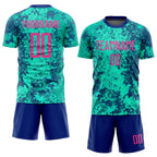 Custom Teal Pink-Royal Sublimation Soccer Uniform Jersey photo 2