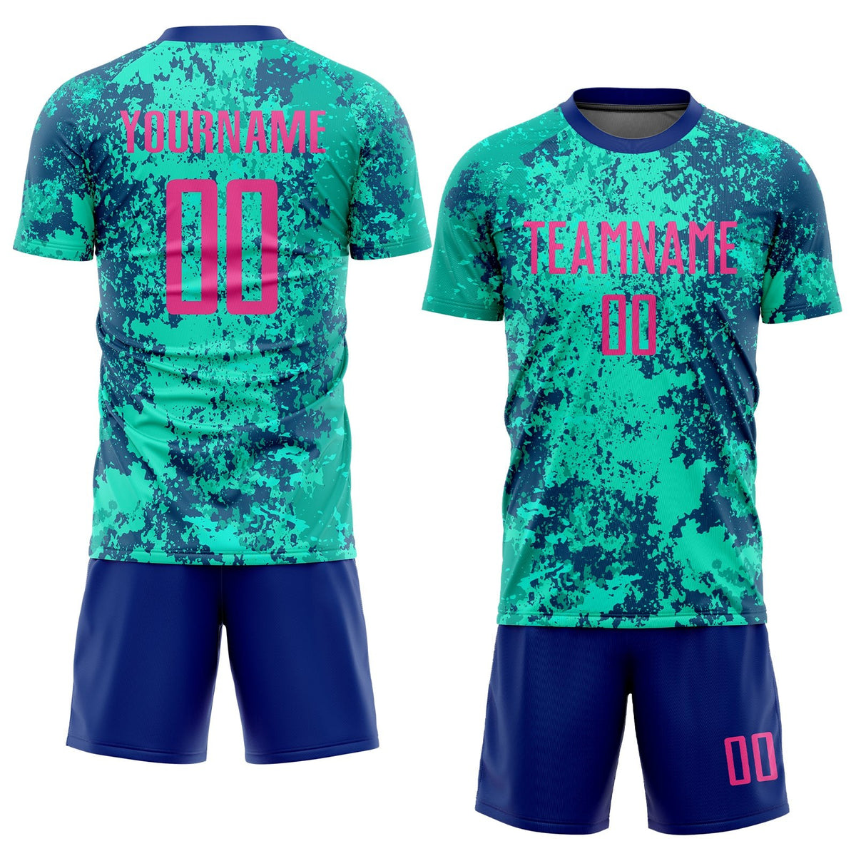 Custom Teal Pink-Royal Sublimation Soccer Uniform Jersey photo 2