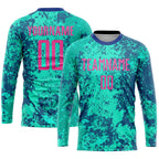 Custom Teal Pink-Royal Sublimation Soccer Uniform Jersey photo 3