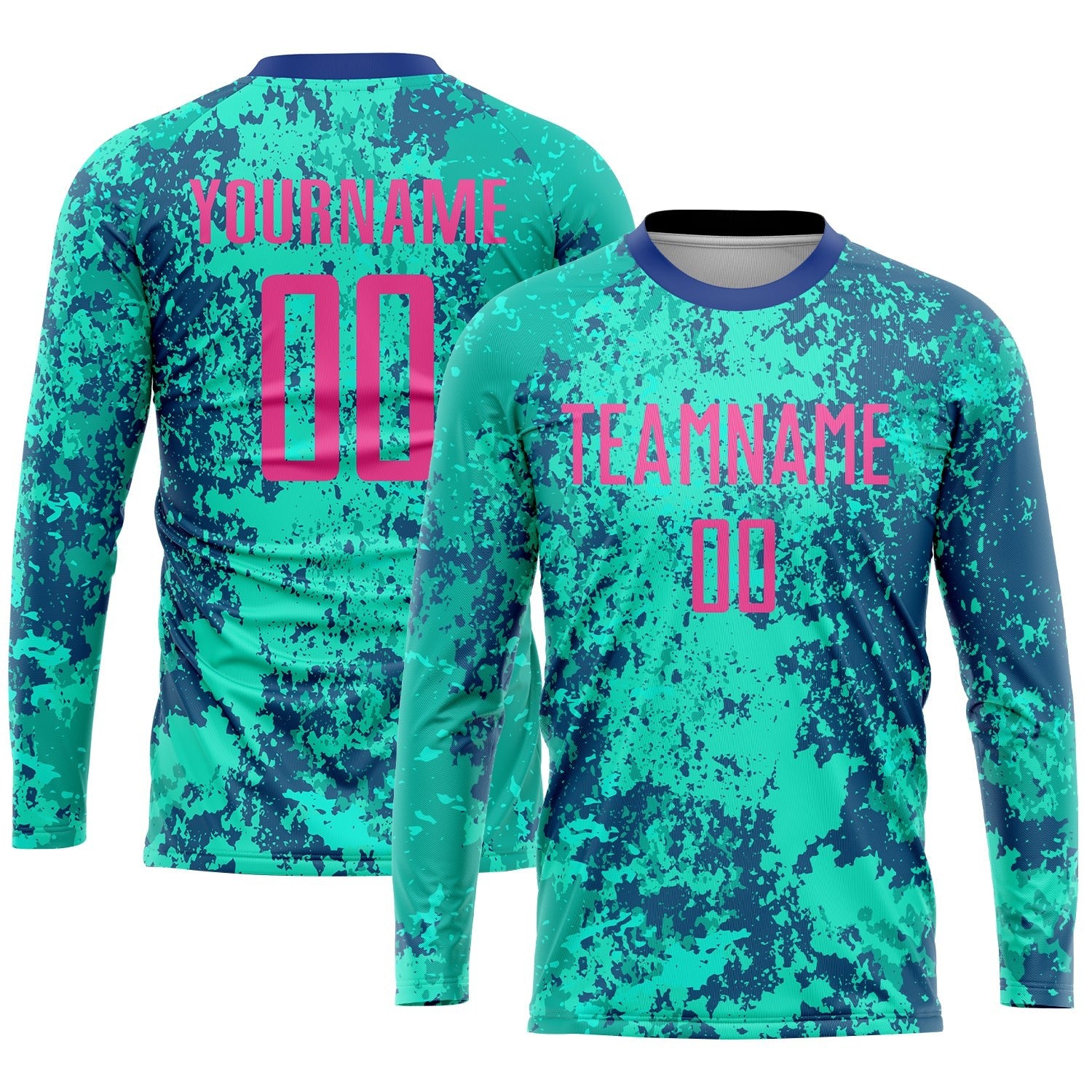 Custom Teal Pink-Royal Sublimation Soccer Uniform Jersey photo 3