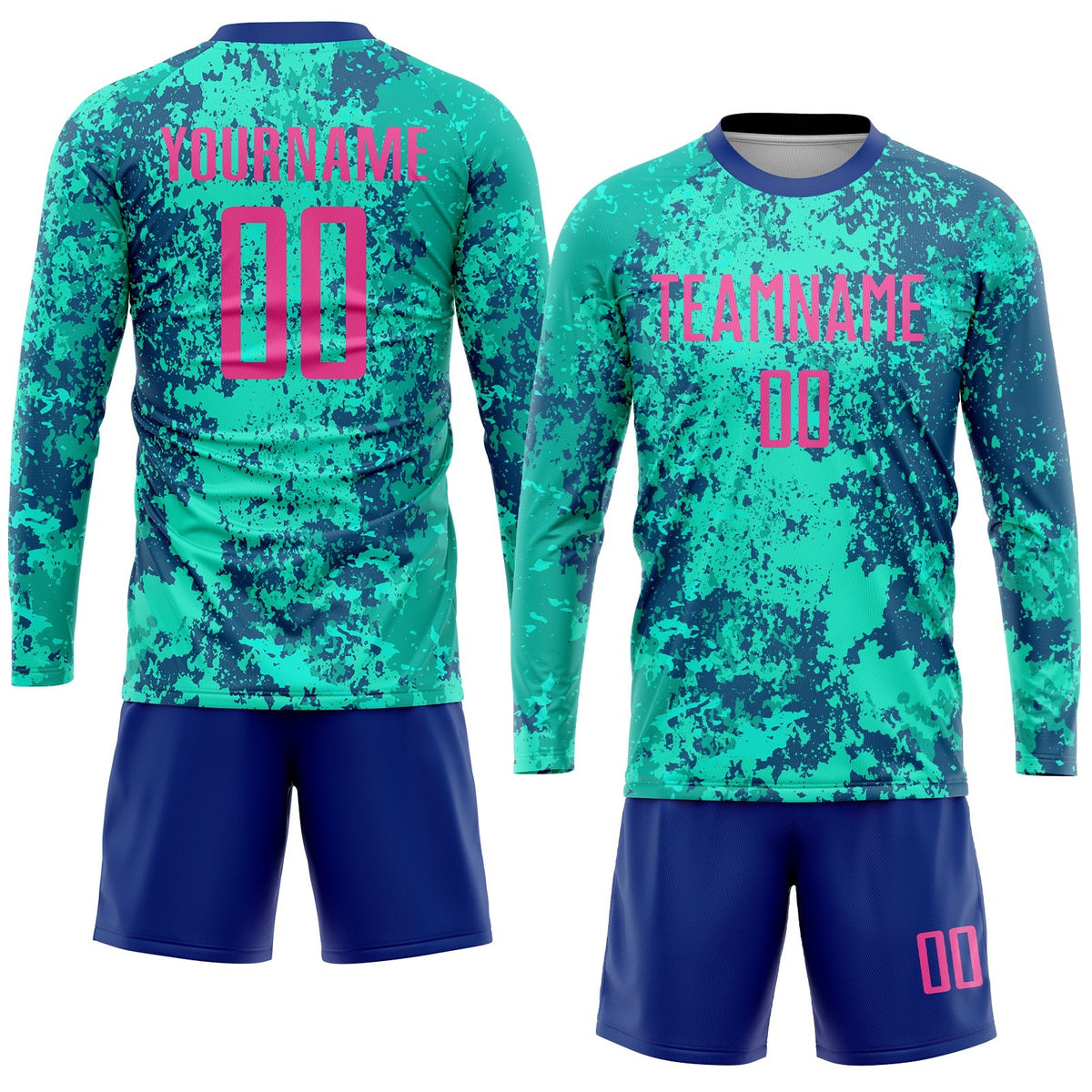 Custom Teal Pink-Royal Sublimation Soccer Uniform Jersey photo 4