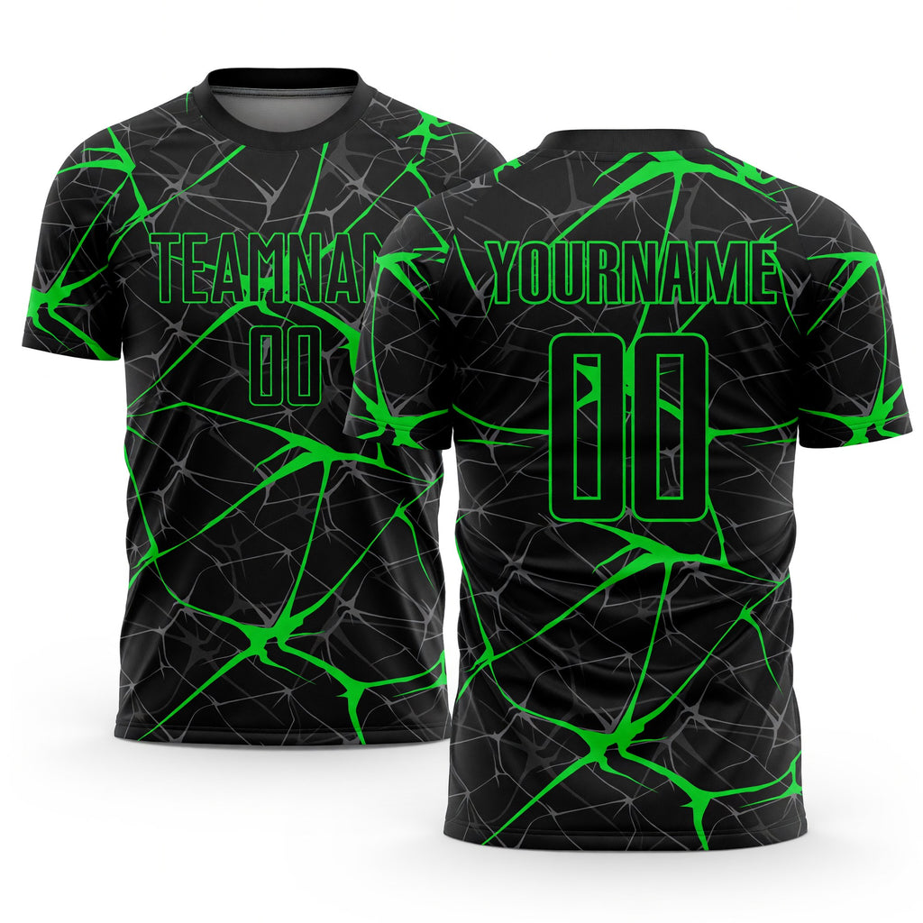 Custom Black Neon Green Sublimation Soccer Uniform Jersey