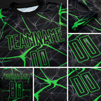 Custom Black Neon Green Sublimation Soccer Uniform Jersey detail