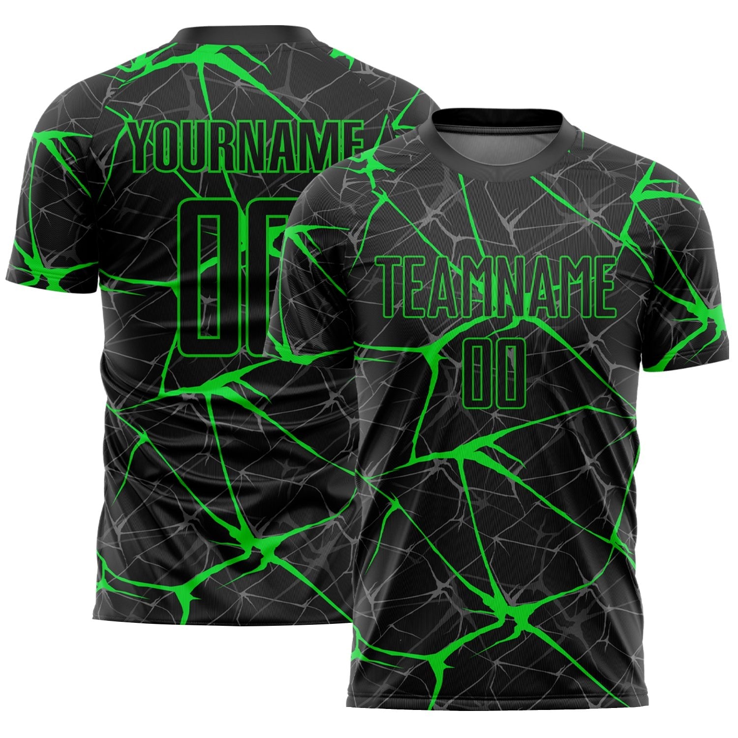 Custom Black Neon Green Sublimation Soccer Uniform Jersey photo 1
