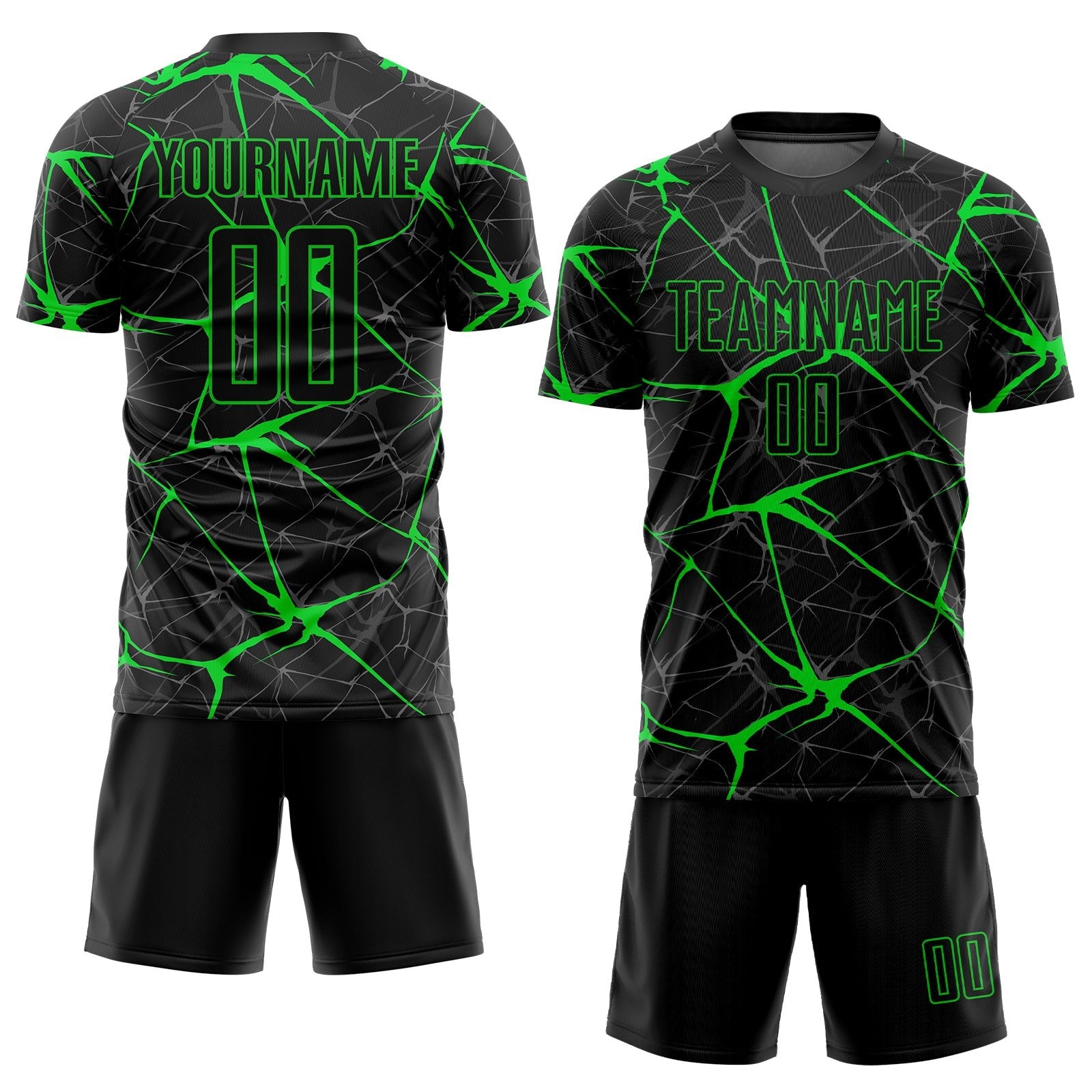 Custom Black Neon Green Sublimation Soccer Uniform Jersey photo 2