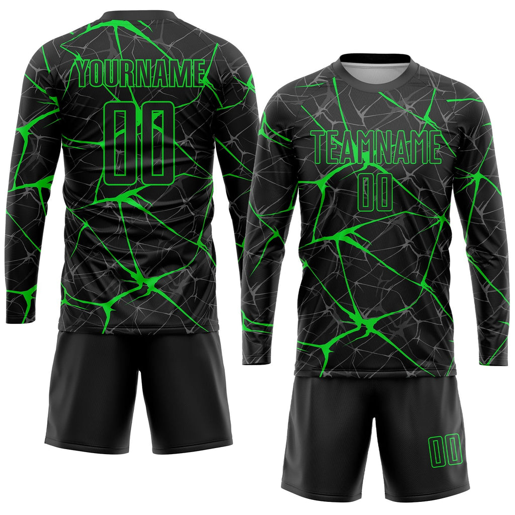 Custom Black Neon Green Sublimation Soccer Uniform Jersey photo 4
