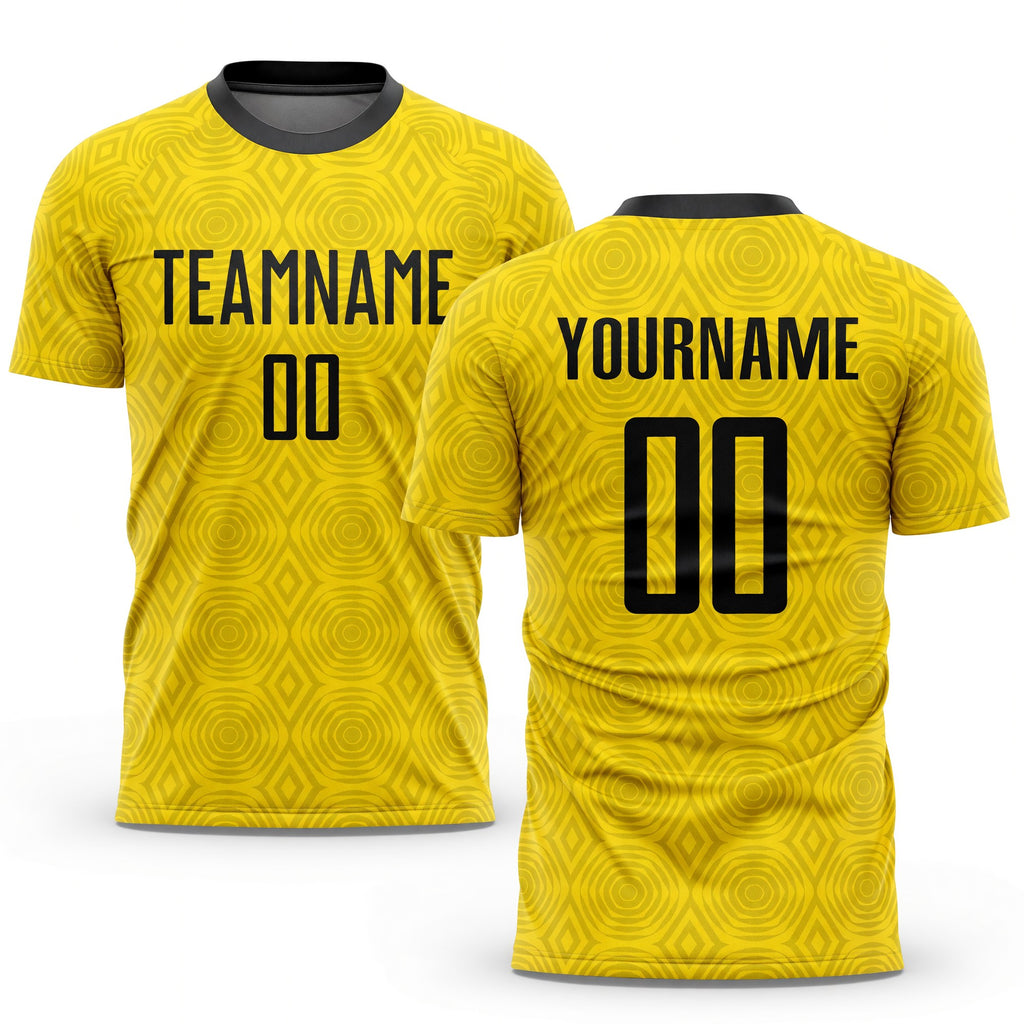 Custom Gold Black Sublimation Soccer Uniform Jersey