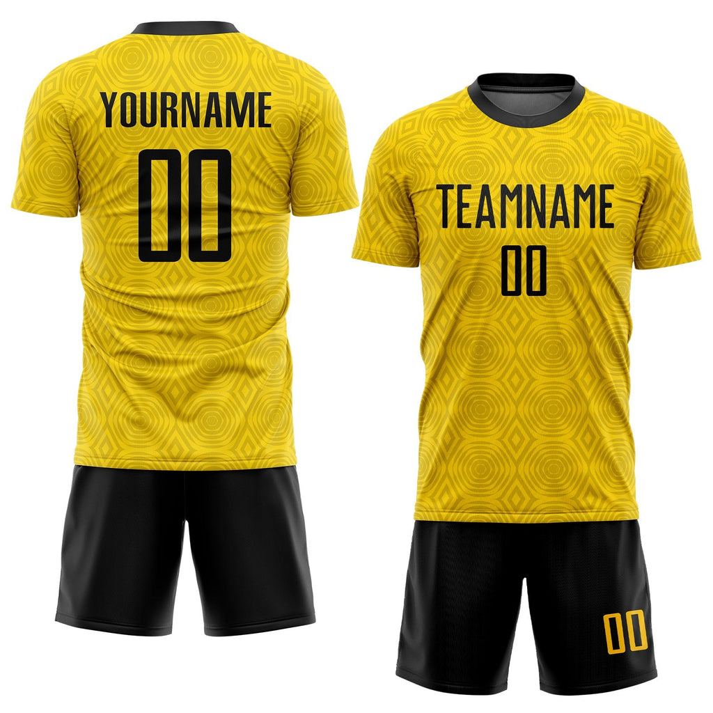 Custom Gold Black Sublimation Soccer Uniform Jersey photo 2
