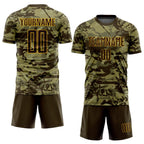 Custom Camo Brown-Gold Sublimation Salute To Service Soccer Uniform Jersey photo 2
