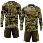 Custom Camo Brown-Gold Sublimation Salute To Service Soccer Uniform Jersey photo 4