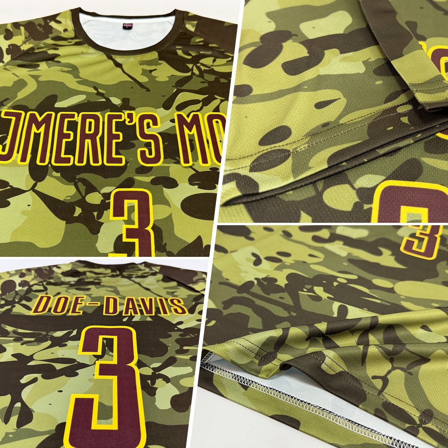 Custom Camo Brown-Gold Sublimation Salute To Service Soccer Uniform Jersey photo 5