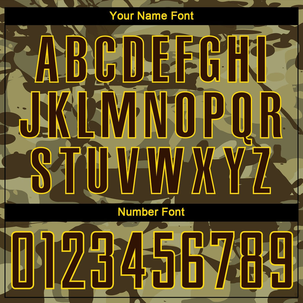 Custom Camo Brown-Gold Sublimation Salute To Service Soccer Uniform Jersey photo 7