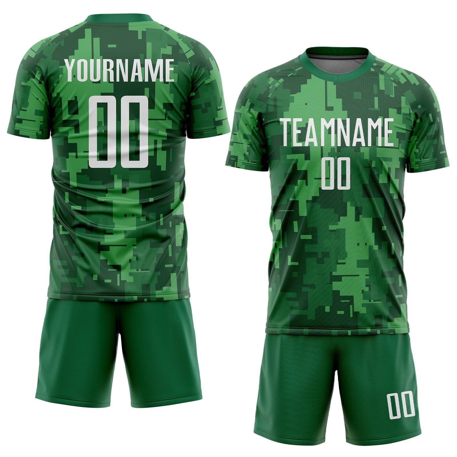 Custom Camo White-Kelly Green Sublimation Salute To Service Soccer Uniform Jersey photo 2