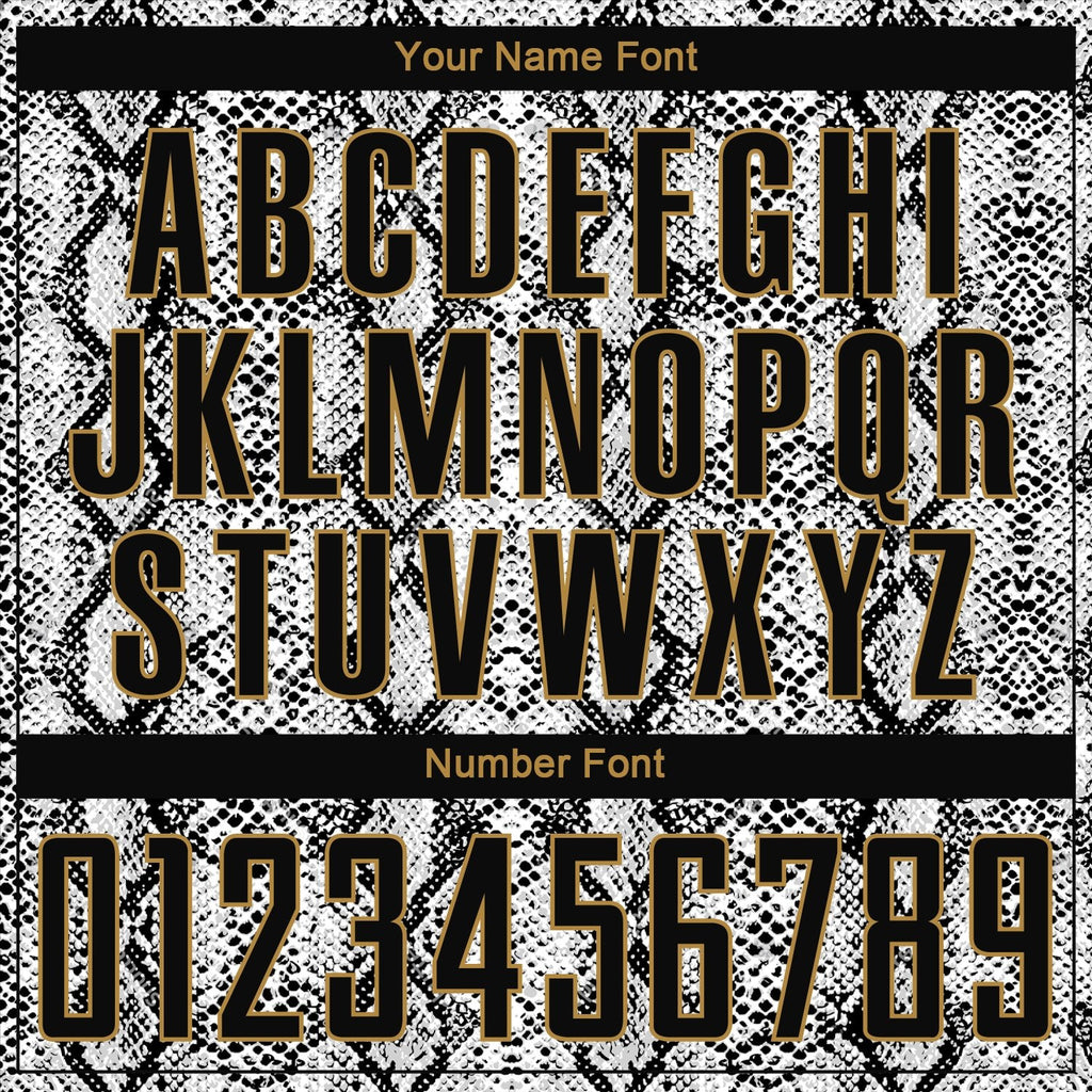 Custom Black Black-Old Gold Sublimation Snakeskin Soccer Uniform Jersey photo 4