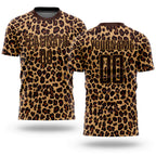 Custom Brown Brown-Old Gold Sublimation Leopard Soccer Uniform Jersey