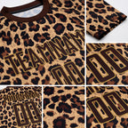 Custom Brown Brown-Old Gold Sublimation Leopard Soccer Uniform Jersey detail