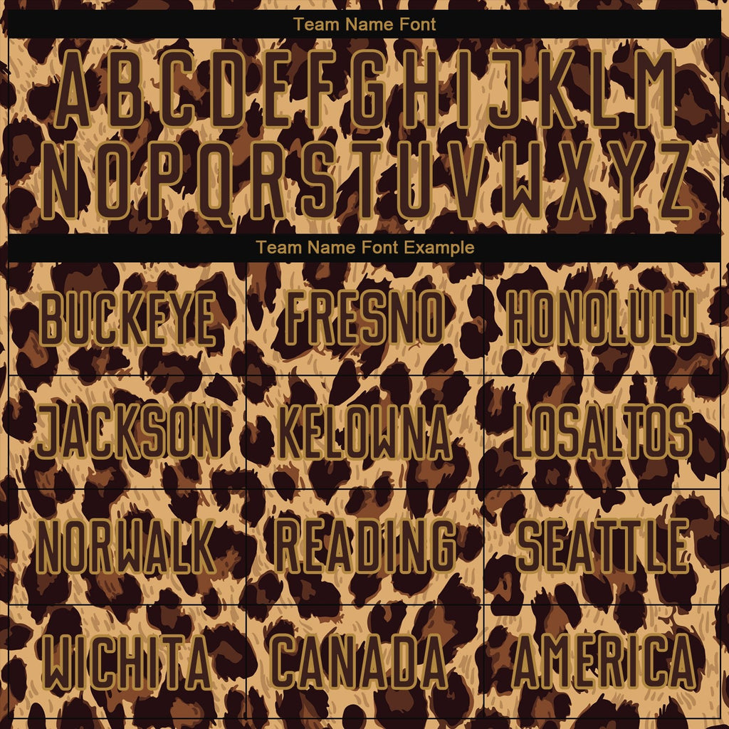 Custom Brown Brown-Old Gold Sublimation Leopard Soccer Uniform Jersey photo 5
