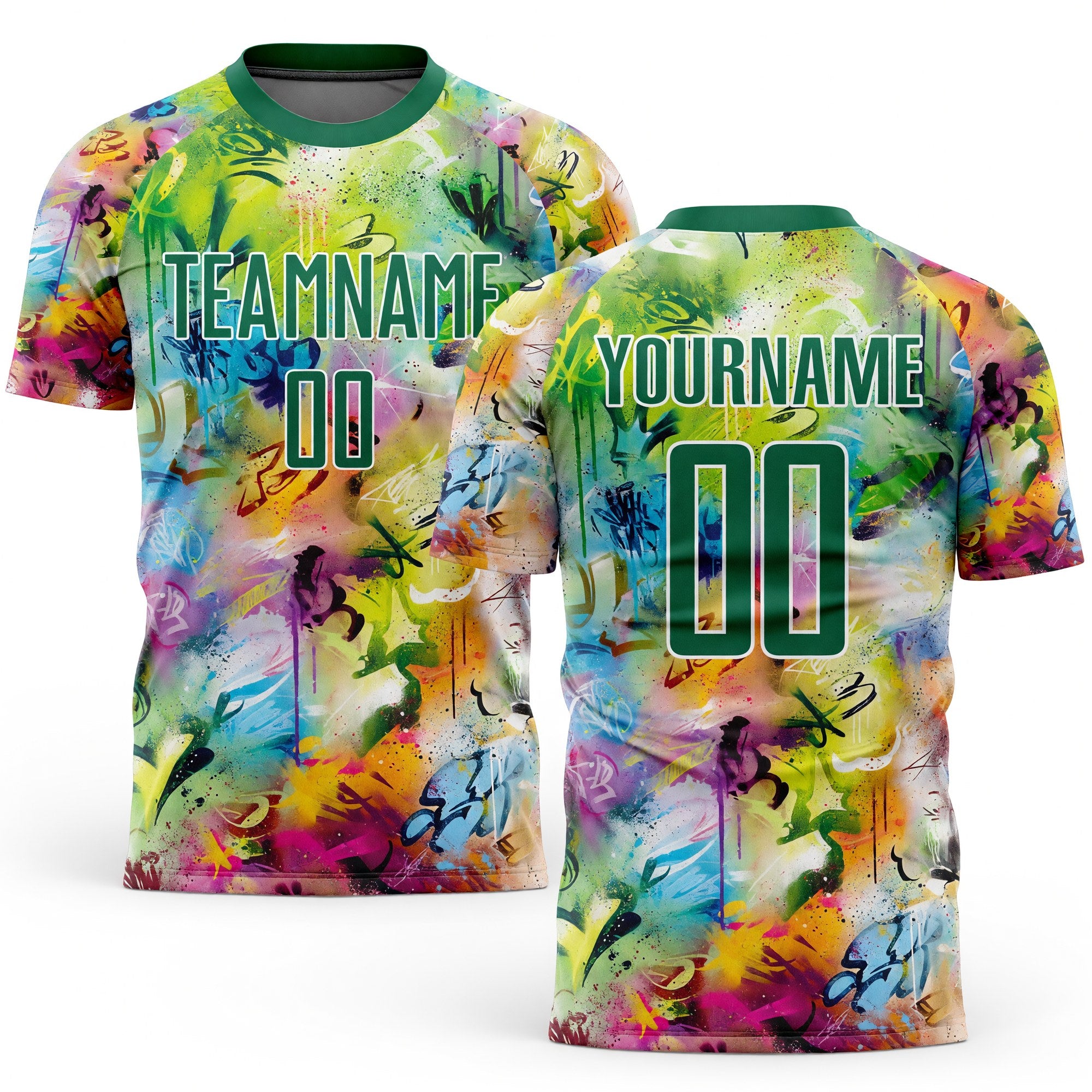 Custom Graffiti Pattern Kelly Green-White Sublimation Soccer Uniform Jersey