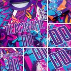 Custom Graffiti Pattern Purple-White Sublimation Soccer Uniform Jersey detail
