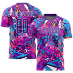 Custom Graffiti Pattern Purple-White Sublimation Soccer Uniform Jersey photo 1
